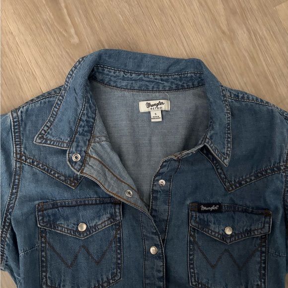 Wrangler Blue Long Sleeve Buttoned Midi Dress - Picture 4 of 5